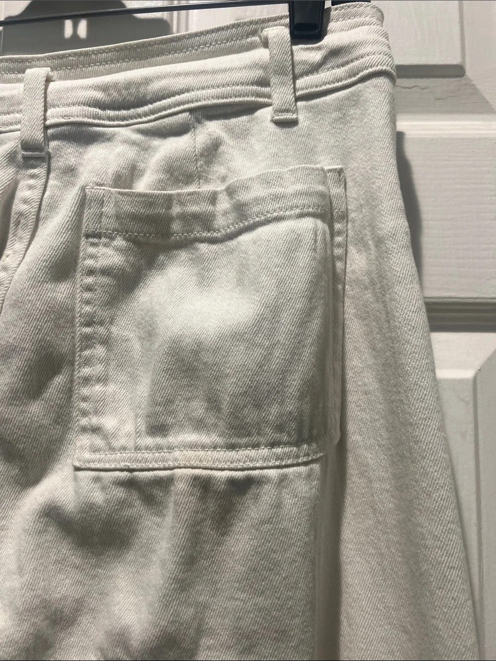 Miou Muse Wide Leg White Raw Hem Pants - Picture 7 of 10